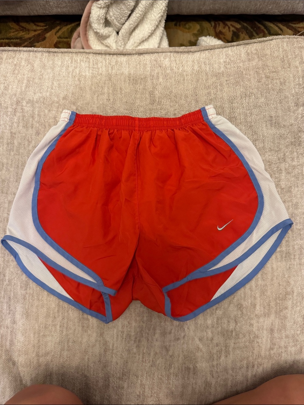 Nike Red Running Shorts with Blue Trim